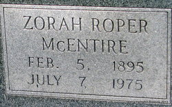 Zorah <I>Roper</I> McEntire 