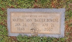 Martha “Ann” <I>Baxter</I> Bowens 