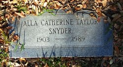 Alla Catherine “Aunt Sis” <I>Taylor</I> Snyder 