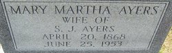 Mary Martha <I>Horton</I> Anderson Ayers 