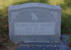 Gladys Ople <I>Cook</I> Adcock 
