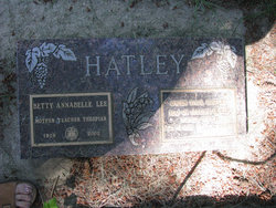 Betty Annabelle <I>Lee</I> Hatley 