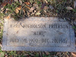 Mary Youngblood “Mimi” <I>Nicholson</I> Frierson 