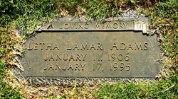 Letha May <I>Lamar</I> Adams 