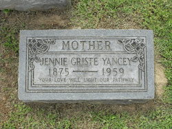 Charlotte Virginia “Jennie” <I>Griste</I> Yancey 
