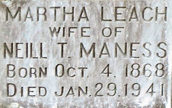 Martha Leutitia <I>Leach</I> Maness 