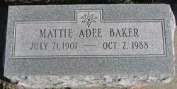 Mattie Florella <I>Adee</I> Baker 