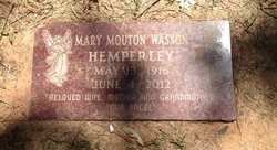 Mary Mouton <I>Wasson</I> Hemperley 