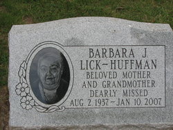 Barbara J <I>Lick</I> Huffman 