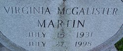 Virginia Lee “Jean” <I>McCalister</I> Martin 