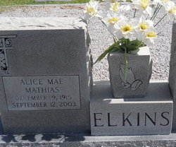 Alice Mae <I>Mathias</I> Elkins 
