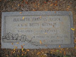 Elizabeth Frances “Betty” <I>Kennedy</I> Balick 