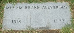 Miriam <I>Brake</I> Allsbrook 