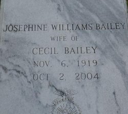Josephine <I>Williams</I> Bailey 