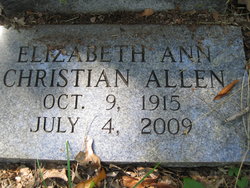 Elizabeth Ann <I>Christian</I> Allen 