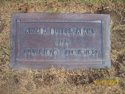 Alzada Elizabeth <I>Butler</I> Adams 