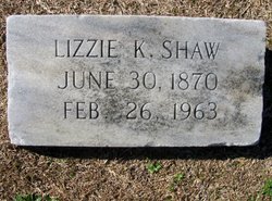 Elizabeth “Lizzie” <I>Keefe</I> Shaw 