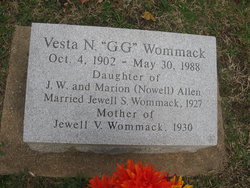 Vesta Nowell “G G” <I>Allen</I> Wommack 