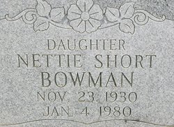 Nettie <I>Short</I> Bowman 
