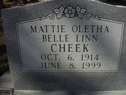 Mattie Oletha Bell <I>Linn</I> Cheek 