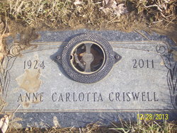 Anne Carlotta <I>Primmer</I> Criswell 