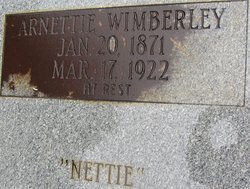 Arnettie “Nettie” <I>Yates</I> Wimberley 