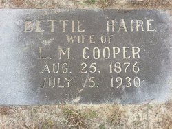Bettie A <I>Haire</I> Cooper 