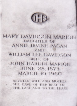 Mary Pagan <I>Davidson</I> Marion 