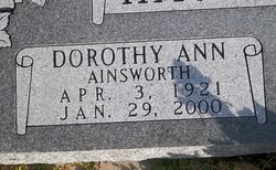 Dorothy Ann <I>Ainsworth</I> Hackworth 