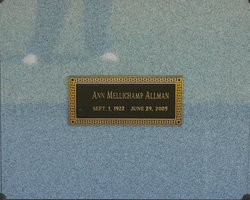 Annie Amelia “Ann” <I>Mellichamp</I> Allman 