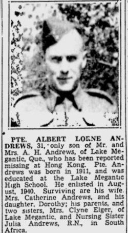 Rifleman Albert Lorne Andrews 
