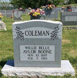 Willie Belle <I>Aylor (Boone)</I> Coleman 