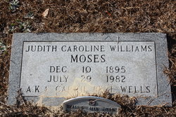 Judith Caroline “Carrie Bell Wells” <I>Williams</I> Moses 