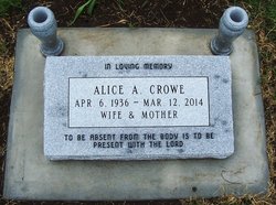 Alice A. <I>Cook</I> Crowe 