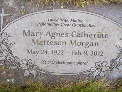 Mary Agnes “Aggie” <I>Matteson</I> Morgan 