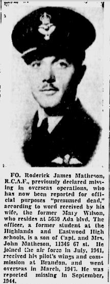 Flying Officer (Pilot) Roderick James Matheson 