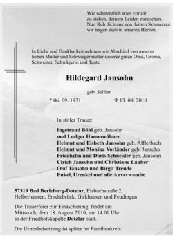 Hildegard <I>Seifert</I> Jansohn 
