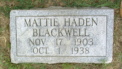 Mattie <I>Haden</I> Blackwell 