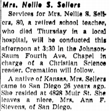 Nellie S <I>Stevens</I> Sellers 