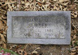 Martha Jane “Janie” <I>Merrell</I> Surber 