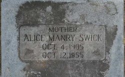 Alice <I>Manry</I> Swick 
