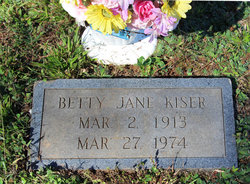 Betty Jane Jane <I>Davis</I> Kiser 