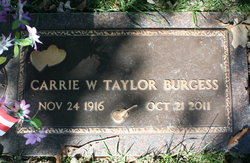 Carrie Willadean <I>Taylor</I> Burgess 