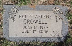Betty Arlene <I>Hook</I> Crowell 