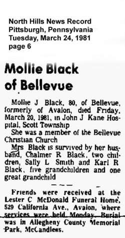 Mollie J <I>McPherson</I> Black 