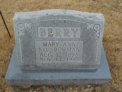 Mary Ann <I>Bowman</I> Berry 
