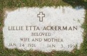 Lillie Etta <I>Michau</I> Ackerman 
