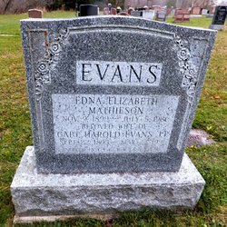 Edna Elizabeth <I>Mathieson</I> Evans 