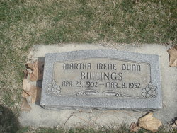 Martha Irene <I>Dunn</I> Billings 