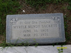 Myrtle Vera <I>Mundy</I> Sackett 